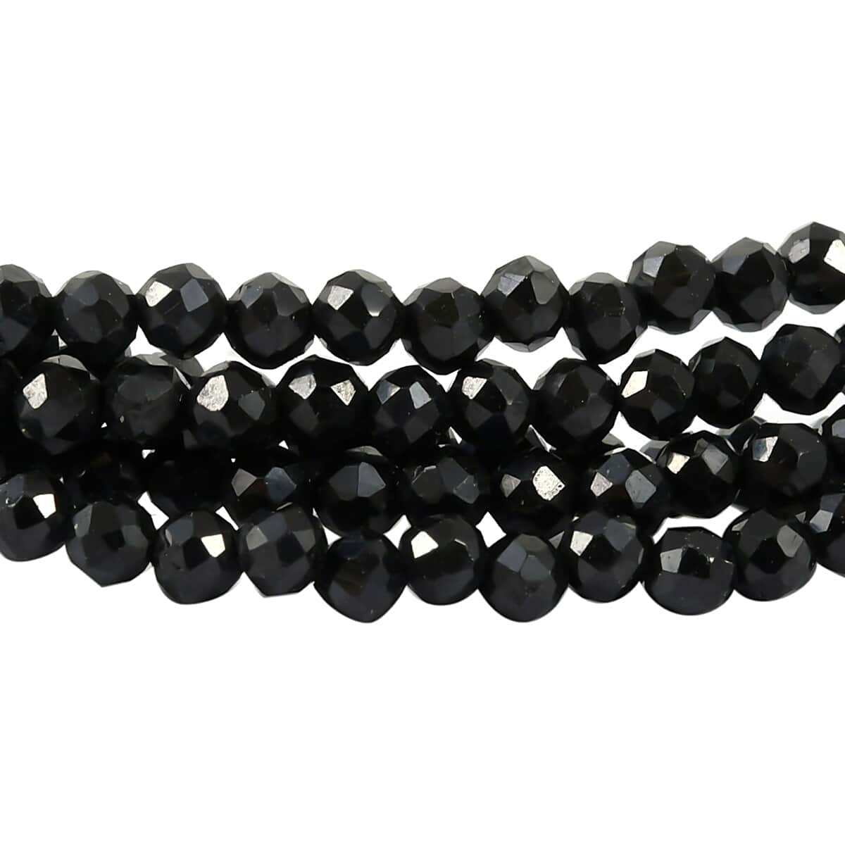 Thai Black Spinel Multi Strand Beaded Bracelet in Sterling Silver (7.25 In) 35.00 ctw image number 1