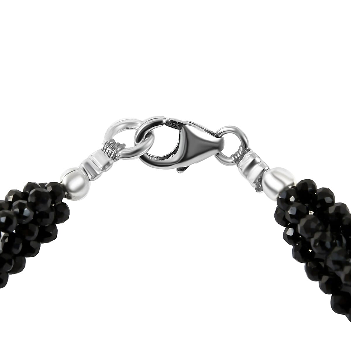 Thai Black Spinel 35.00 ctw Multi Strand Beaded Bracelet in Sterling Silver (7.25 In)