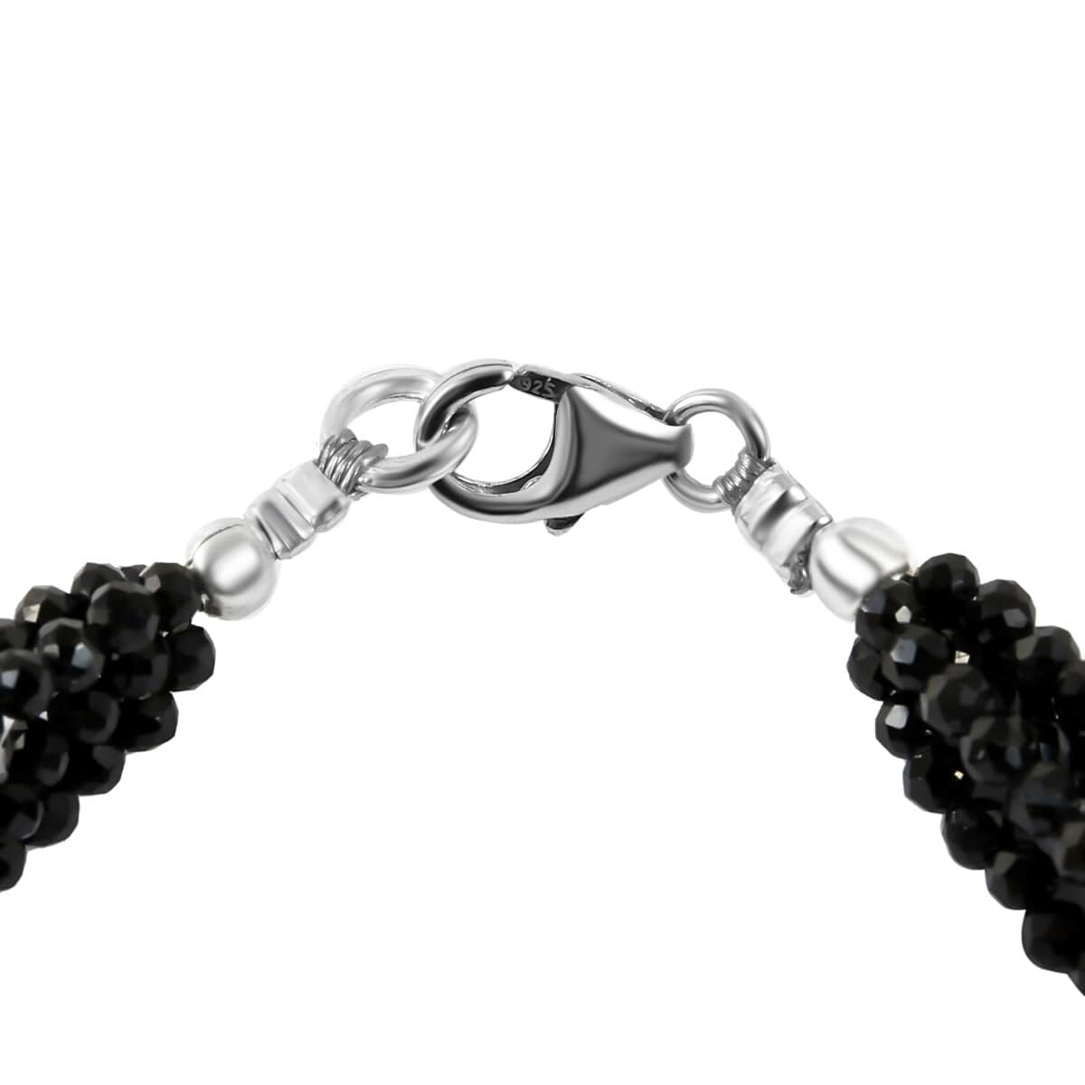 Thai Black Spinel Multi Strand Beaded Bracelet in Sterling Silver (7.25 In) 35.00 ctw image number 2