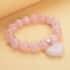 Galilea Rose Quartz Beaded Stretch Bracelet with Heart Charm 183.00 ctw image number 1