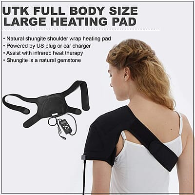 UTK Far Infrared Natural Shungite Shoulder Wrap Heating Pad- Black , Infrared Heat Pad , Best Electric Heating Pad