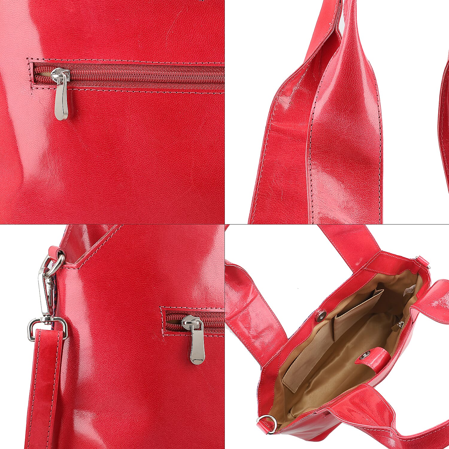 Vivid By SUKRITI Fuchsia 100% Genuine Leather Hand Painted Poppy Flower Shoulder Bag (13x4x9) with Detachable Strap