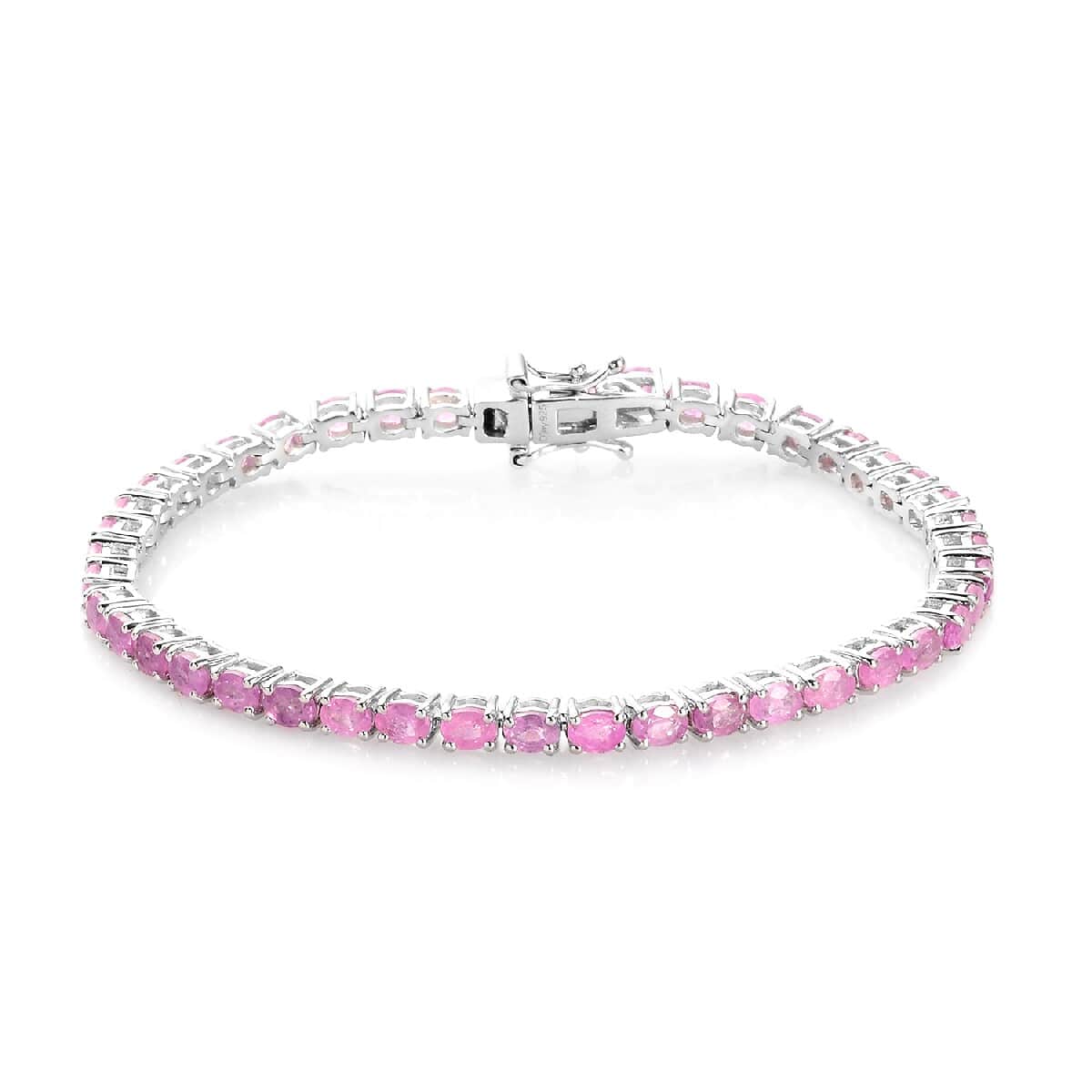 Premium Ilakaka Hot Pink Sapphire (FF) Tennis Bracelet in Platinum Over Sterling Silver (7.25 In) 10.75 ctw image number 0