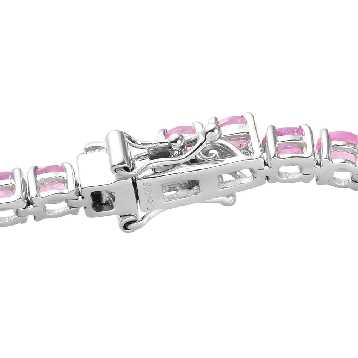 Premium Ilakaka Hot Pink Sapphire (FF) Tennis Bracelet in Platinum Over Sterling Silver (7.25 In) 10.75 ctw image number 3