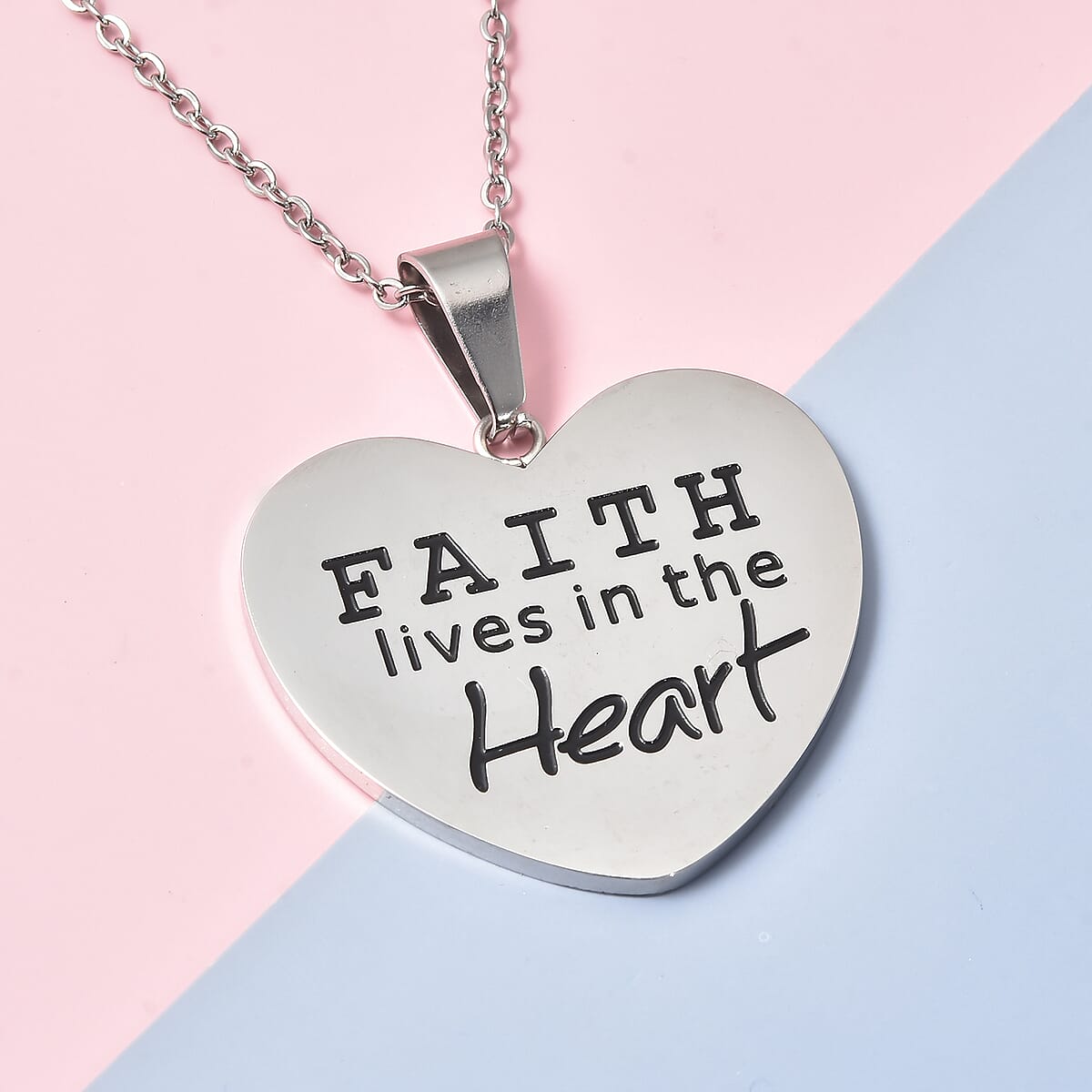 Heart Pendant Necklace 20 Inch in Black Oxidized Stainless Steel image number 1