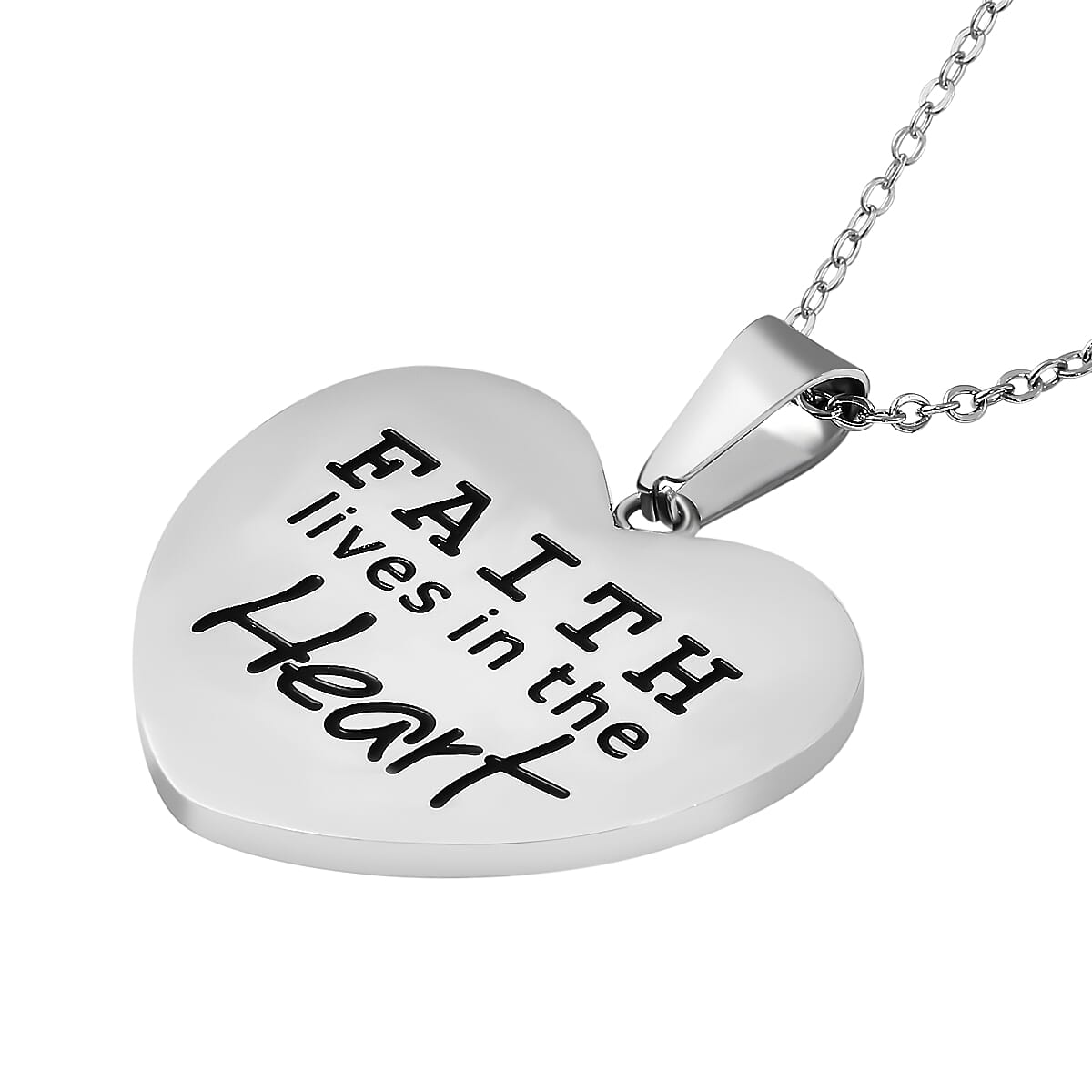 Heart Pendant Necklace 20 Inch in Black Oxidized Stainless Steel image number 3