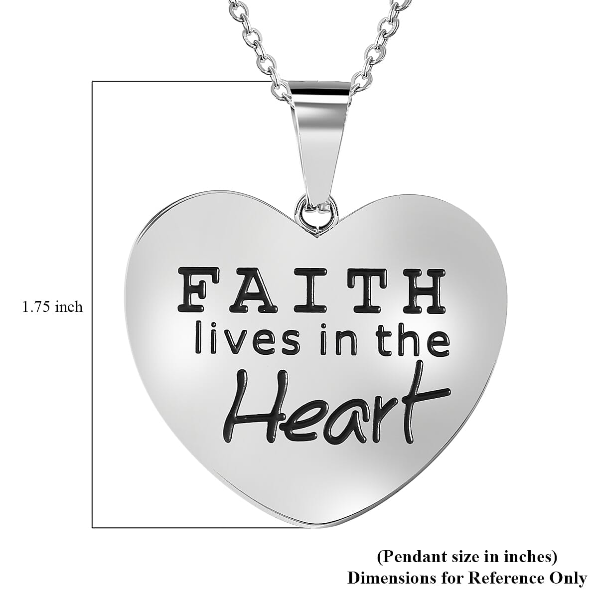 Heart Pendant Necklace 20 Inch in Black Oxidized Stainless Steel image number 5