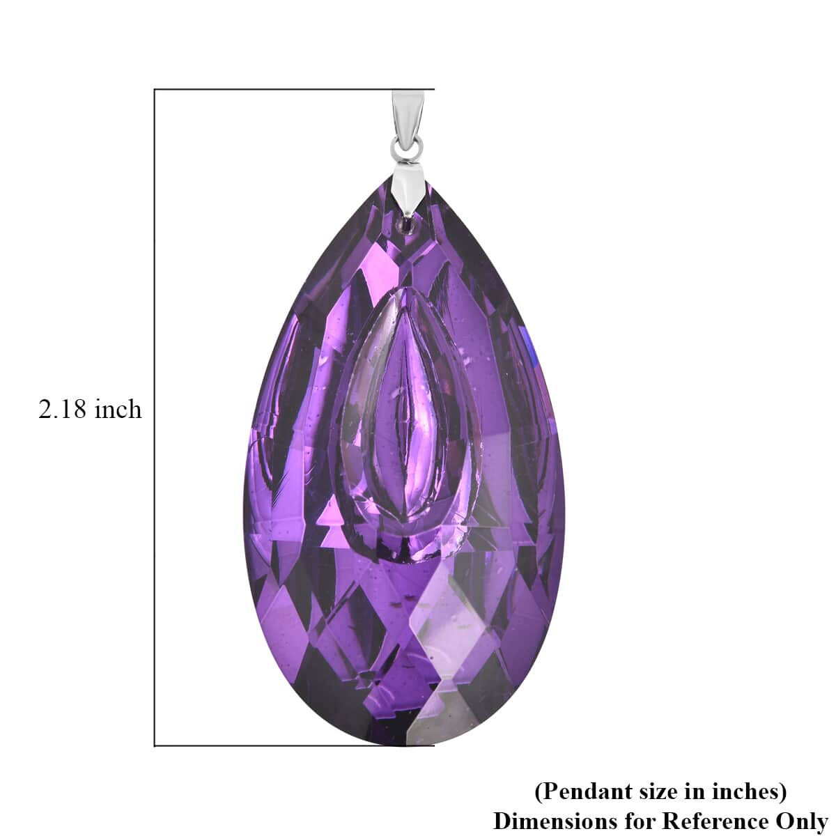 Simulated Amethyst Drop Pendant in Sterling Silver image number 4