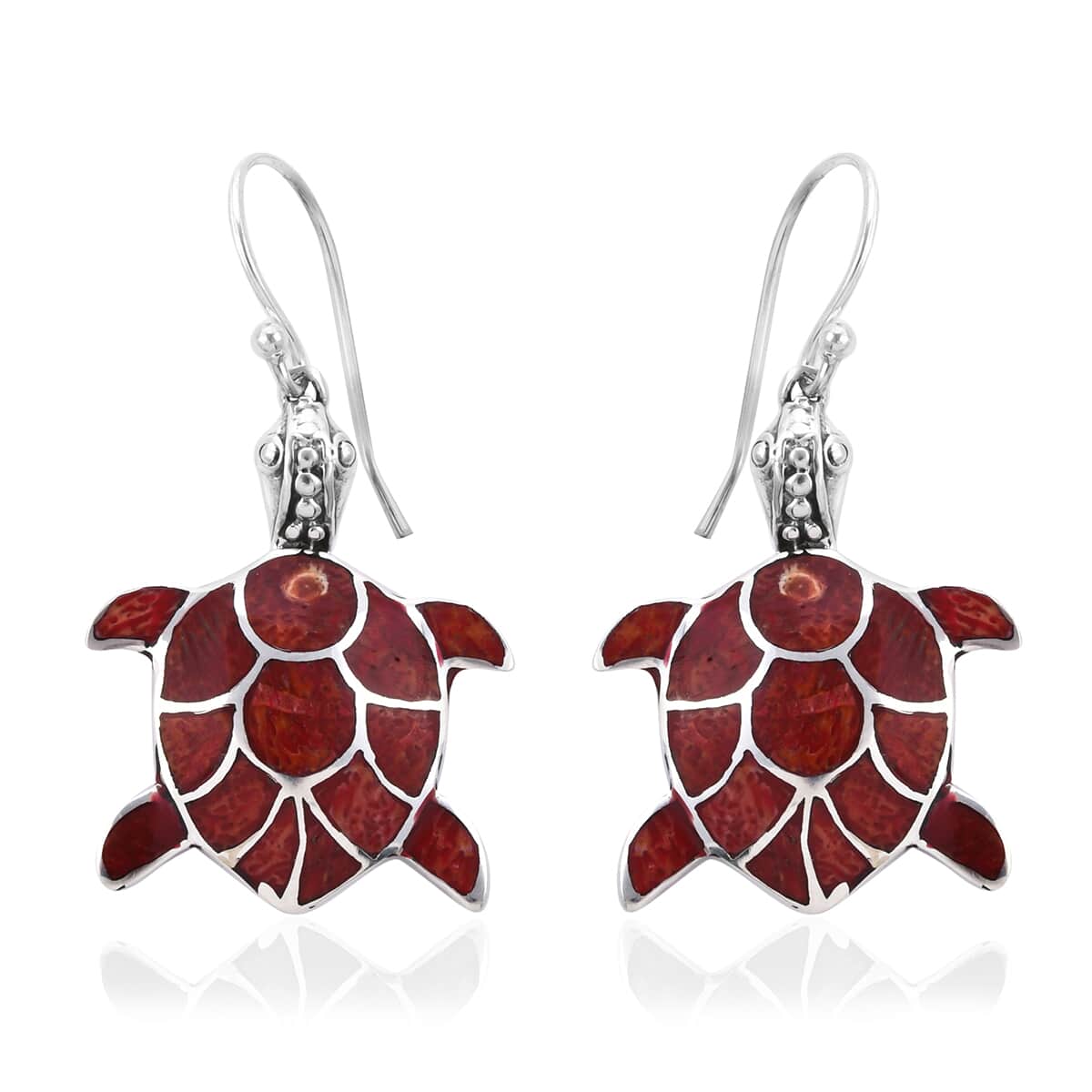 Sponge Coral Turtle Earrings in Sterling Silver image number 0