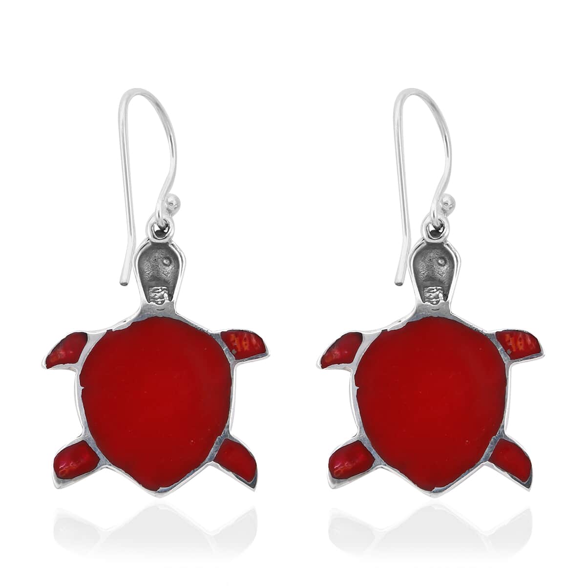 Sponge Coral Turtle Earrings in Sterling Silver image number 3