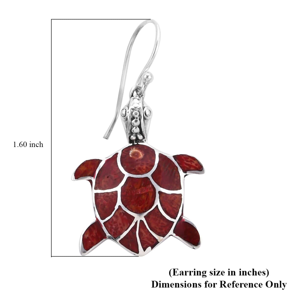 Sponge Coral Turtle Earrings in Sterling Silver image number 4