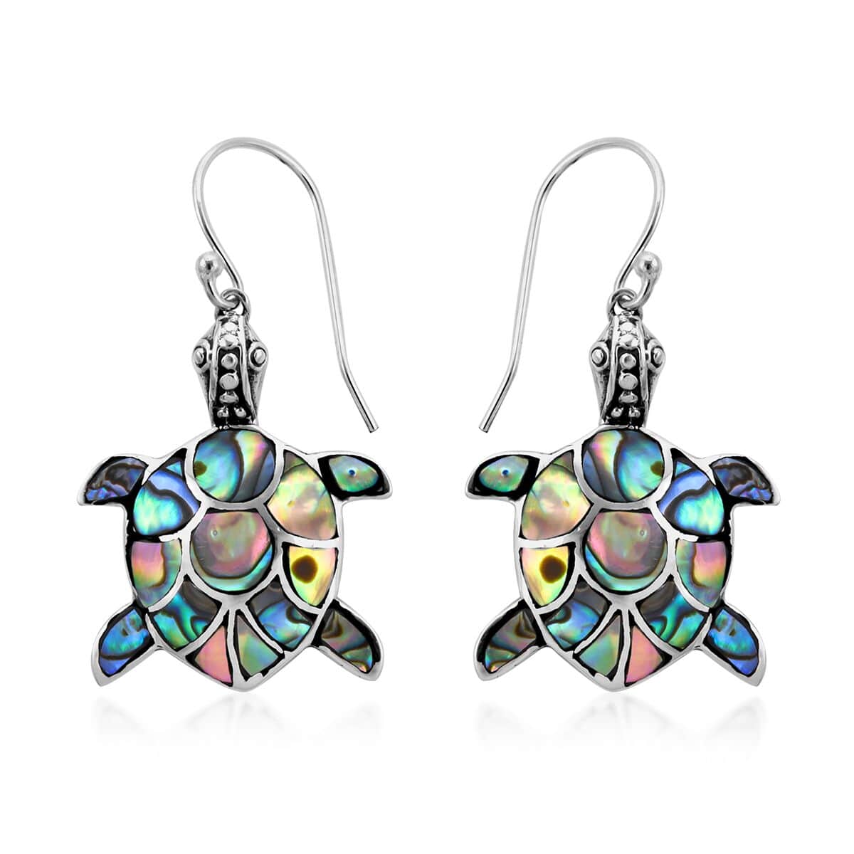 Abalone Shell Turtle Earrings in Sterling Silver image number 0