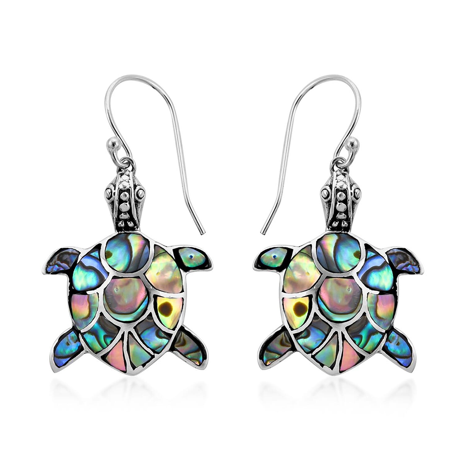 Abalone Shell Turtle Earrings in Sterling Silver