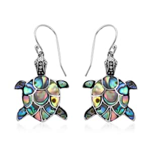 Abalone Shell Turtle Earrings in Sterling Silver