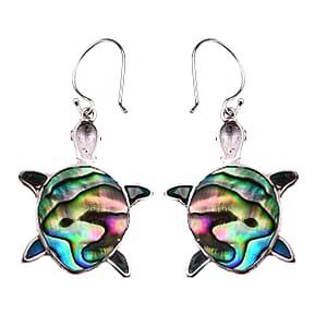 Abalone Shell Turtle Earrings in Sterling Silver