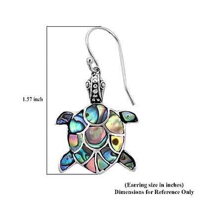 Abalone Shell Turtle Earrings in Sterling Silver