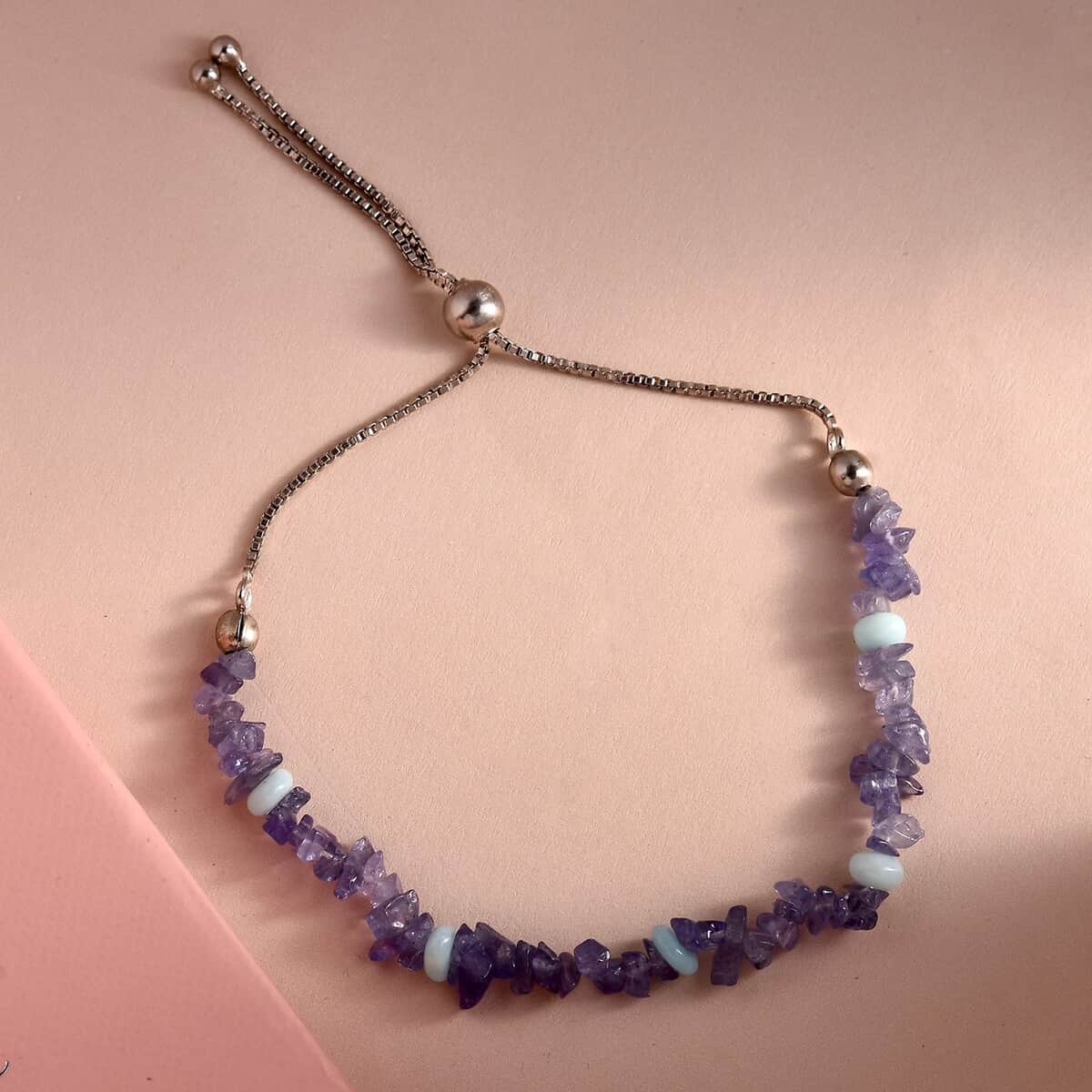 Tanzanite Chips and Enhanced Blue Opal Enhanced Chips Bolo Bracelet in Sterling Silver 16.50 ctw image number 1