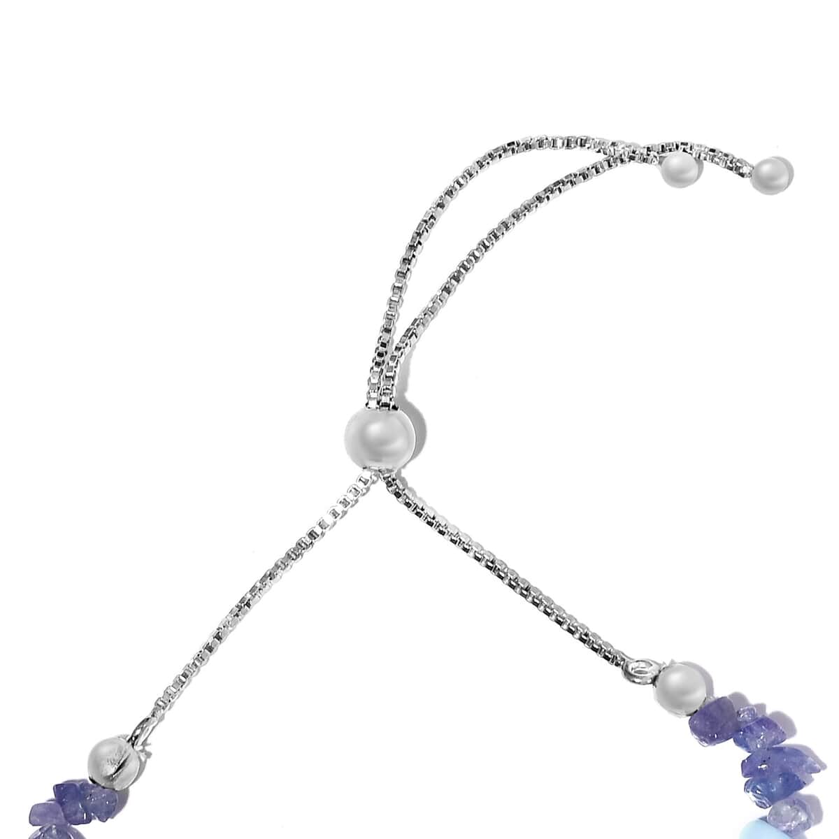 Tanzanite Chips and Enhanced Blue Opal Enhanced Chips Bolo Bracelet in Sterling Silver 16.50 ctw image number 3