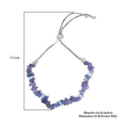 Tanzanite Chips and Enhanced Blue Opal Enhanced Chips Bolo Bracelet in Sterling Silver 16.50 ctw
