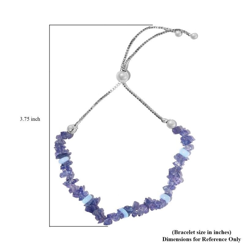 Tanzanite Chips and Enhanced Blue Opal Enhanced Chips Bolo Bracelet in Sterling Silver 16.50 ctw