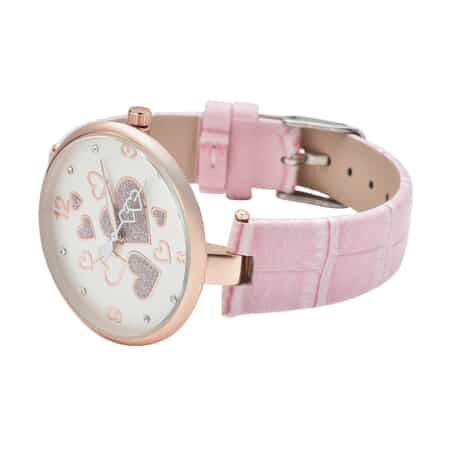 Strada Austrian Crystal Japanese Movement Watch in Rosetone with Pink Vegan Leather Strap image number 4