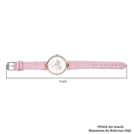 Strada Austrian Crystal Japanese Movement Watch in Rosetone with Pink Vegan Leather Strap image number 6