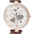 Strada Austrian Crystal Japanese Movement Watch in Rosetone with Brown Vegan Leather Strap image number 3