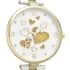Strada Austrian Crystal Japanese Movement Watch in Goldtone with White Vegan Leather Strap image number 3