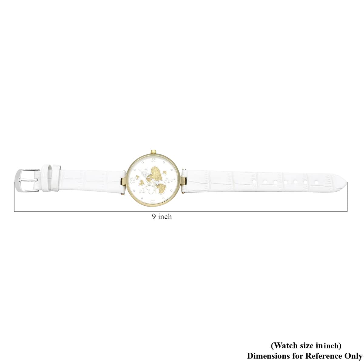 Strada Austrian Crystal Japanese Movement Watch in Goldtone with White Vegan Leather Strap image number 6