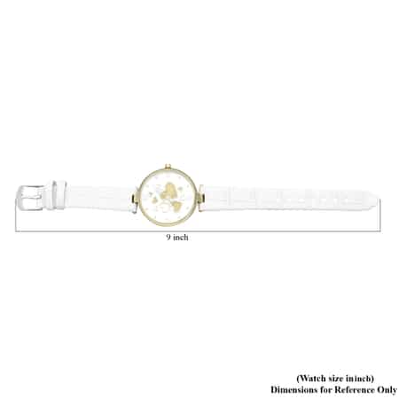 Strada Austrian Crystal Japanese Movement Watch in Goldtone with White Vegan Leather Strap image number 6