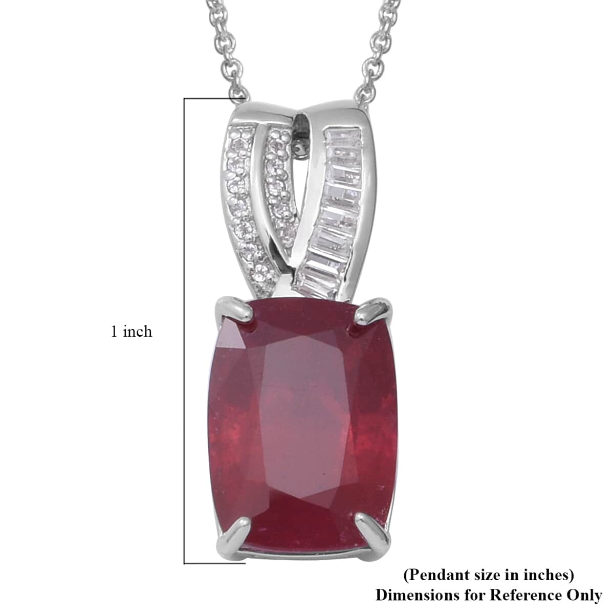 Niassa Ruby and White Topaz Pendant Necklace 18 Inches in Platinum Over Sterling Silver 9.90 ctw image number 5