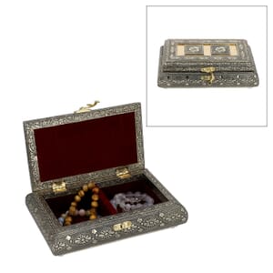 Handcrafted Rose Embossed Golden Aluminum Jewelry Box
