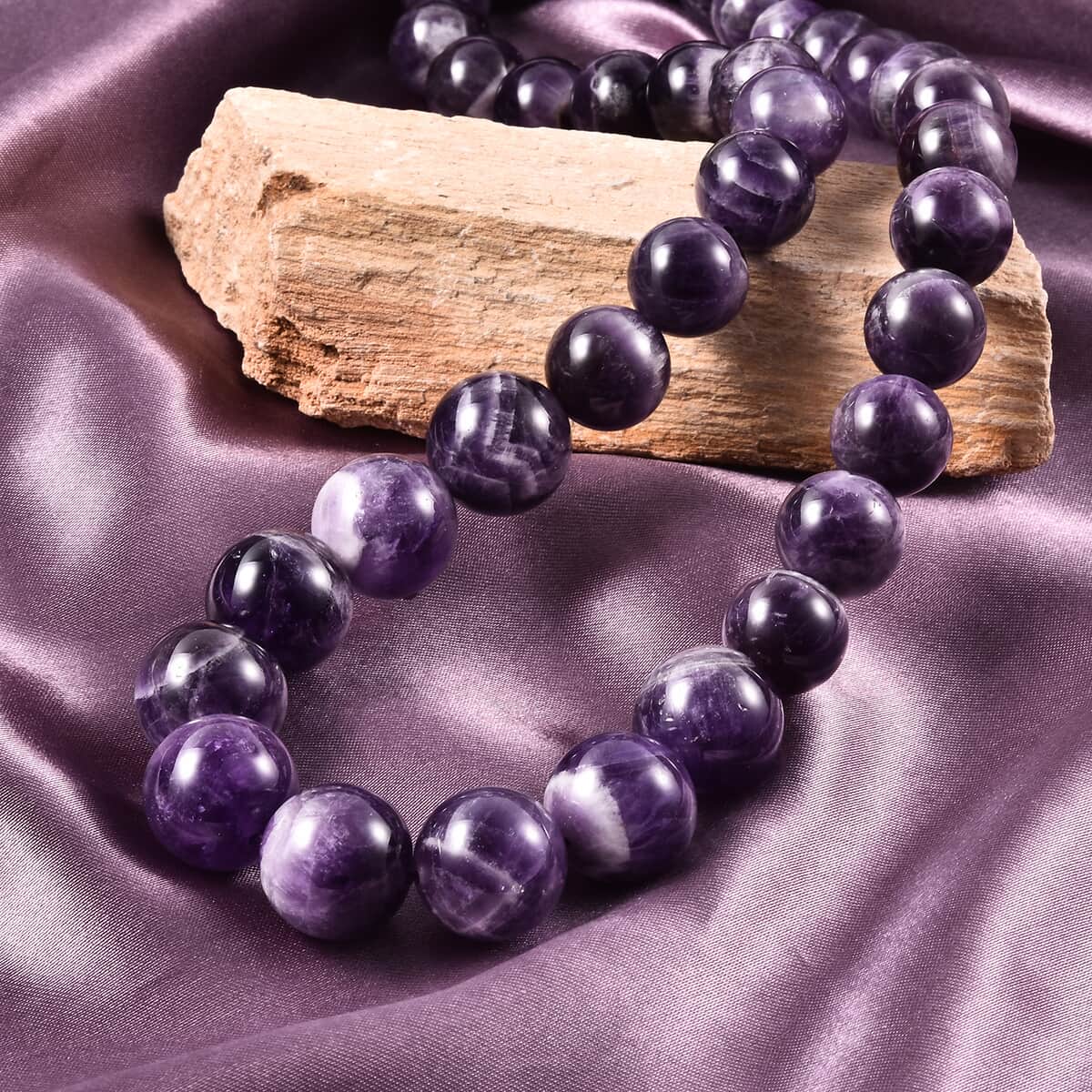 Brazilian Bi-Color Amethyst Beads Necklace 20 Inches in Sterling Silver with Magnetic Lock 550.00 ctw image number 1