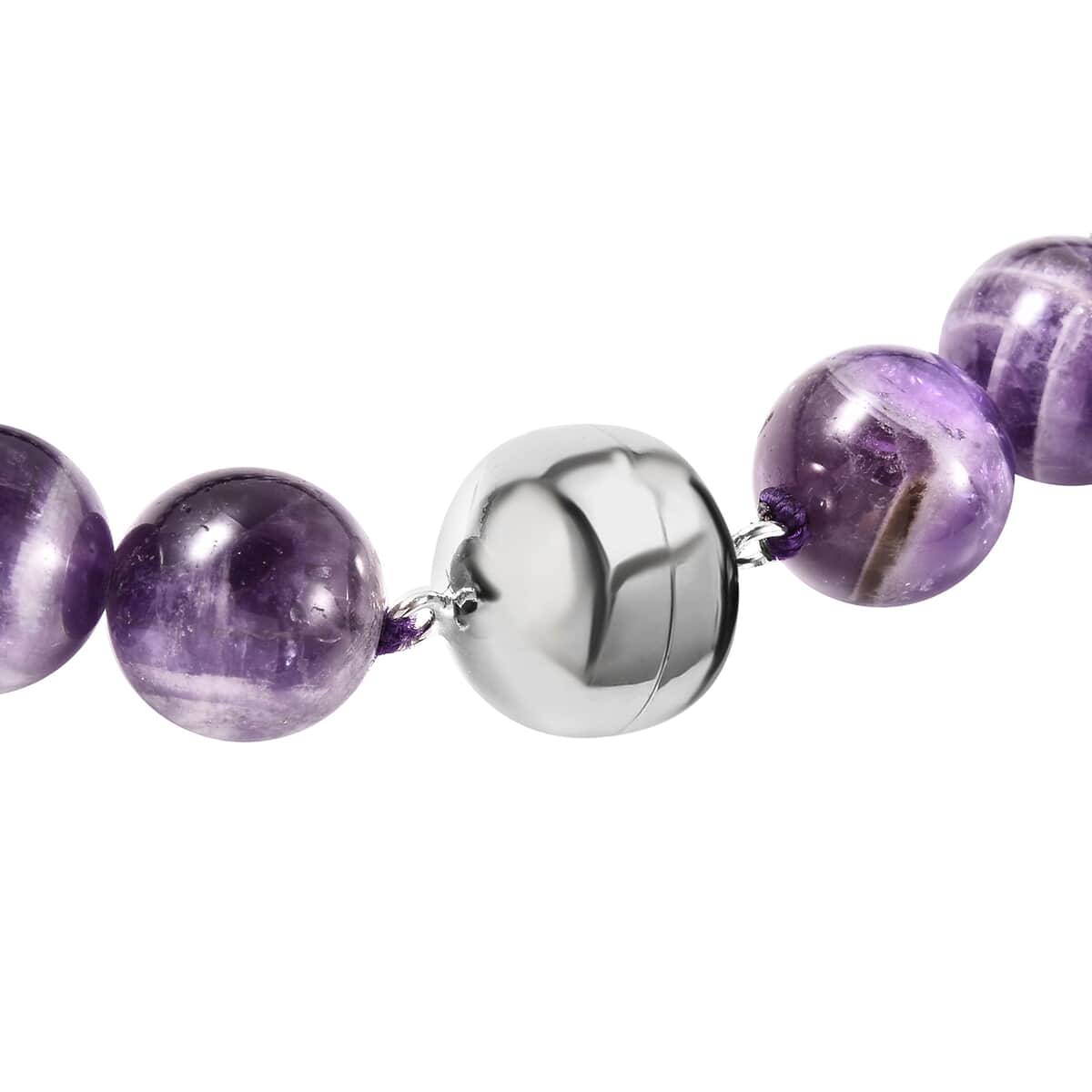 Brazilian Bi-Color Amethyst Beads Necklace 20 Inches in Sterling Silver with Magnetic Lock 550.00 ctw image number 5