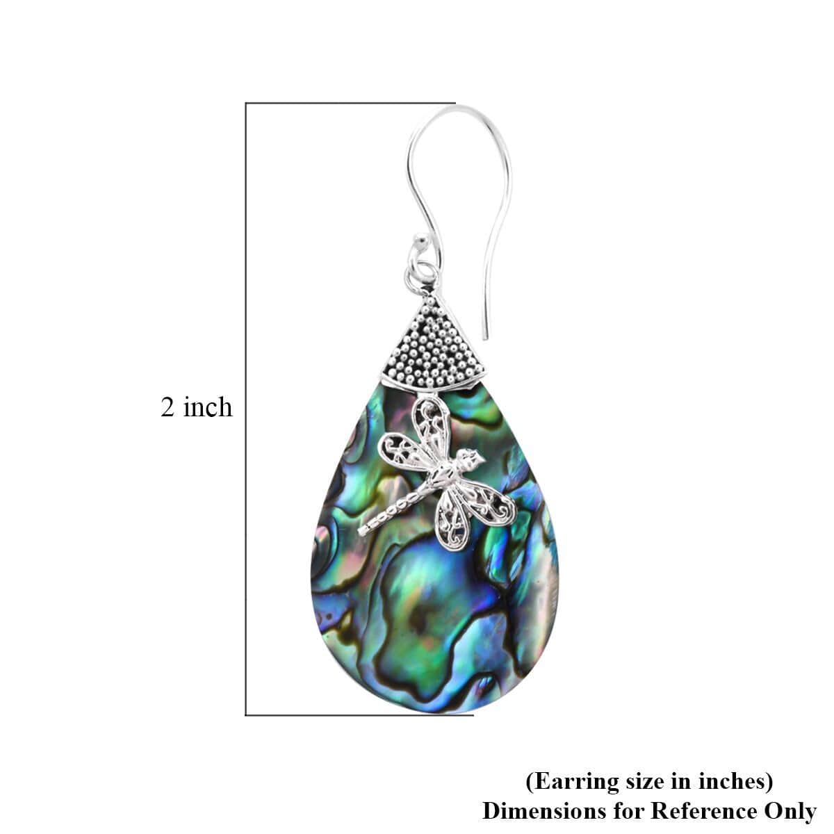 Abalone Shell Dragonfly Earrings in Sterling Silver, Drop Earrings For Women, Beach Jewelry image number 3