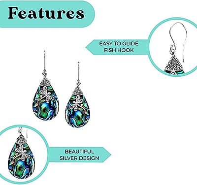 Abalone Shell Dragonfly Earrings in Sterling Silver, Drop Earrings For Women, Beach Jewelry