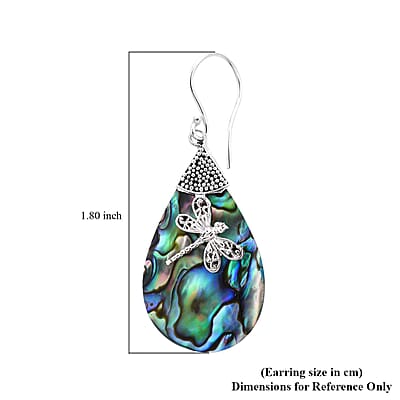 Abalone Shell Dragonfly Earrings in Sterling Silver, Drop Earrings For Women, Beach Jewelry