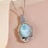 Larimar and Multi Gemstone Pendant Necklace 20 Inches in Platinum Over Sterling Silver 7.40 Grams 6.65 ctw image number 1