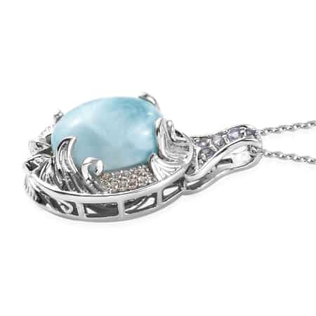 Larimar and Multi Gemstone Pendant Necklace 20 Inches in Platinum Over Sterling Silver 7.40 Grams 6.65 ctw image number 3