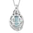 Larimar and Multi Gemstone Pendant Necklace 20 Inches in Platinum Over Sterling Silver 7.40 Grams 6.65 ctw image number 4