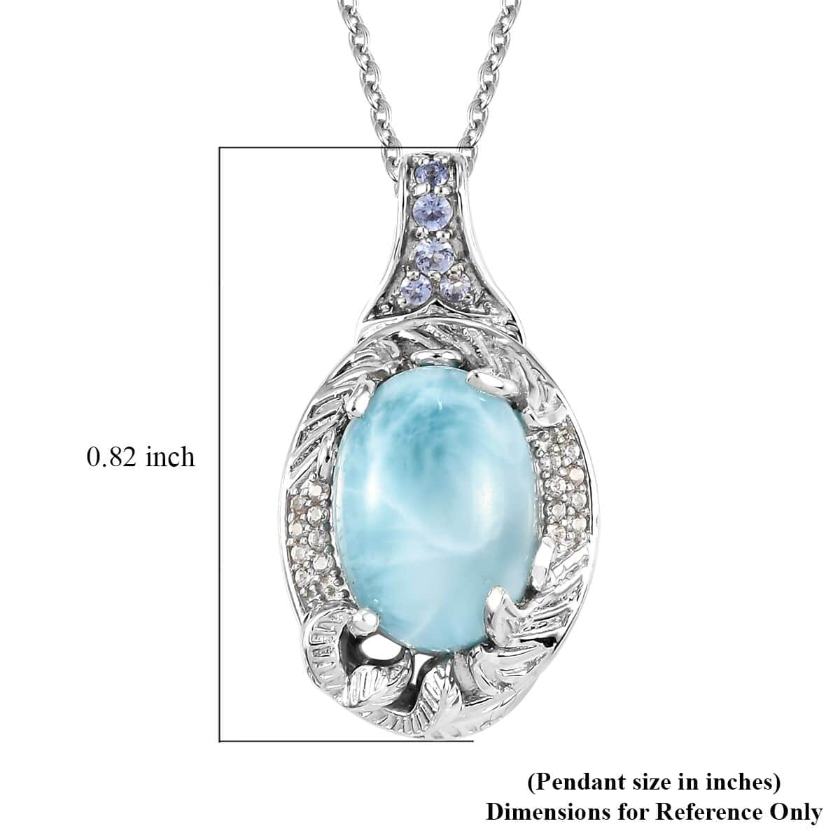 Larimar and Multi Gemstone Pendant Necklace 20 Inches in Platinum Over Sterling Silver 7.40 Grams 6.65 ctw image number 5