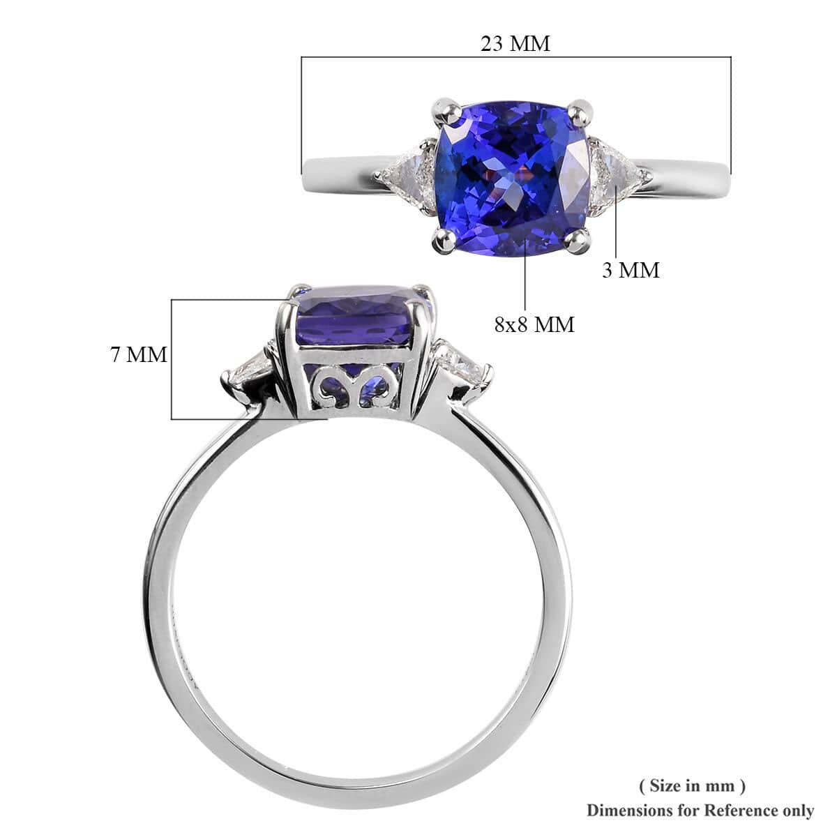 RHAPSODY 2.75 ctw AAAA Tanzanite and Diamond E-F VS1 Ring in 950 Platinum 4.30 Grams image number 5
