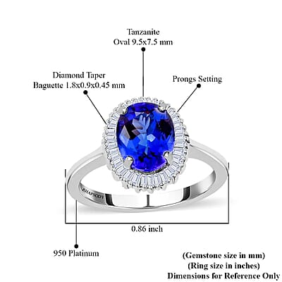 Certified and Appraised Rhapsody AAAA Tanzanite and E-F VS1 Diamond 3.00 ctw Halo Ring in 950 Platinum (Size 10.0) 4.80 Grams
