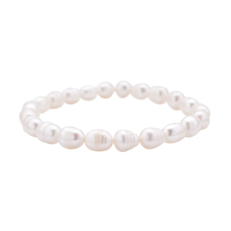 Freshwater Cultured Pearl Stretch Bracelet and Earrings in Sterling Silver