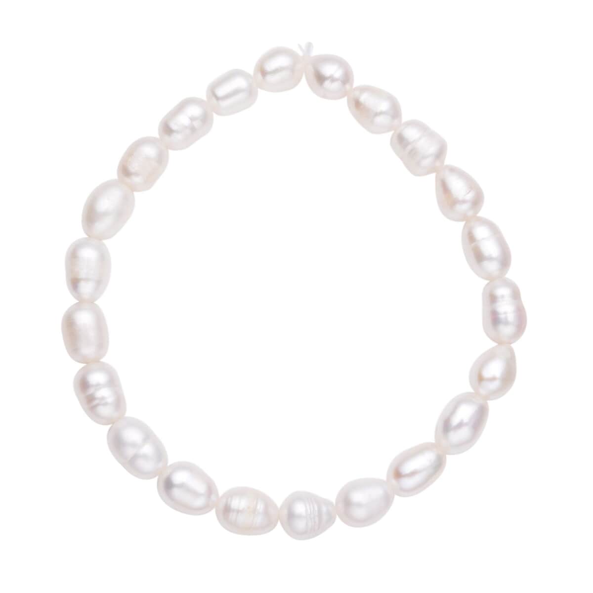 Freshwater Cultured Pearl Stretch Bracelet and Earrings in Sterling Silver image number 3