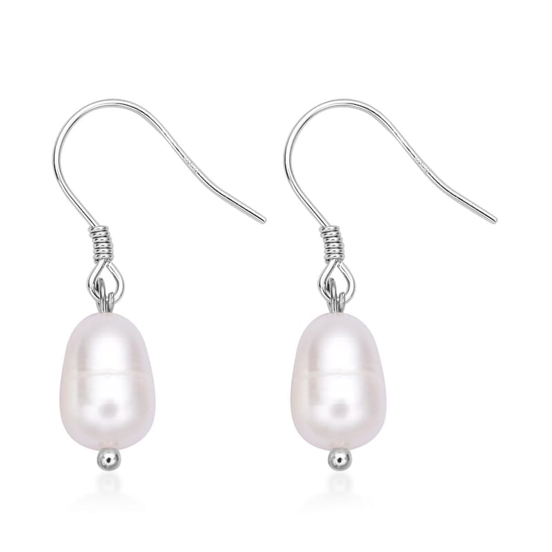 Freshwater Cultured Pearl Stretch Bracelet and Earrings in Sterling Silver