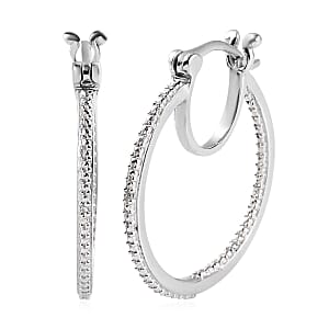 D'Joy Diamond Accent Inside Out Hoop Earrings in Rhodium and Platinum Over Sterling Silver