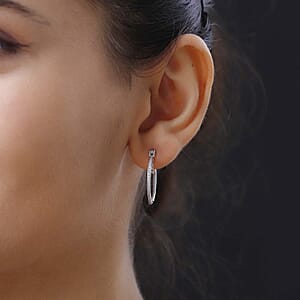 D'Joy Diamond Accent Inside Out Hoop Earrings in Rhodium and Platinum Over Sterling Silver