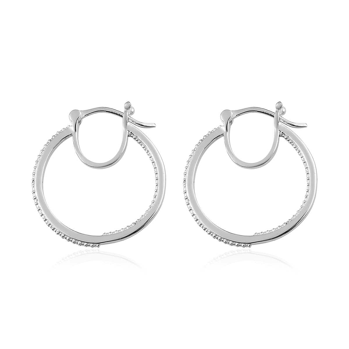 D'Joy Diamond Accent Inside Out Hoop Earrings in Rhodium and Platinum Over Sterling Silver
