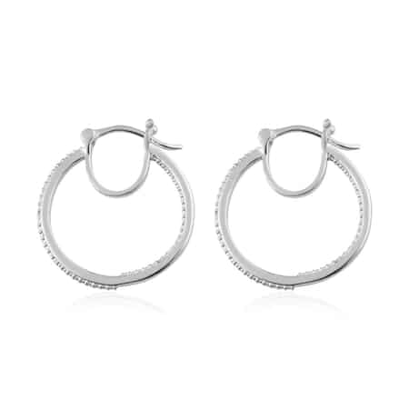 Diamond Accent Inside Out Hoop Earrings in Rhodium and Platinum Over Sterling Silver image number 5
